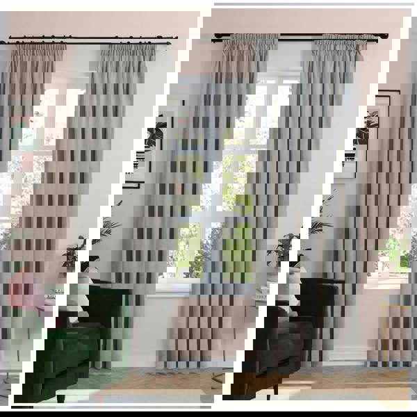 Furn Chenille Lined Pencil Pleat Curtains - Silver