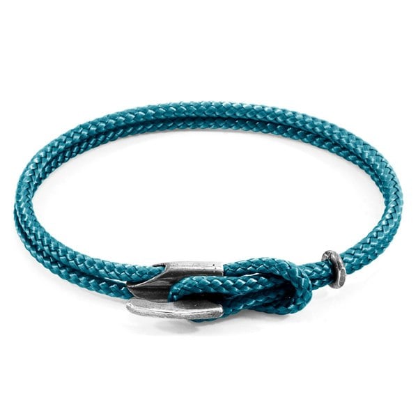 Anchor & Crew Ocean Blue Padstow Silver and Rope Bracelet 