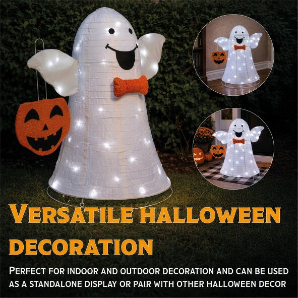 Scotts of Stow Fxlab White LED Foldable Ghost Outdoor Halloween Decoration