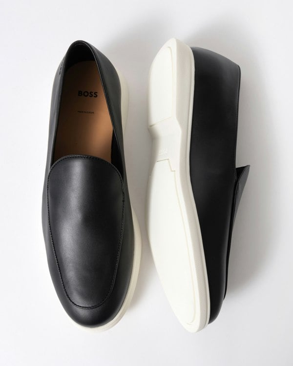 BOSS Orange Sienne Mens Italian Leather Loafers - Black 001