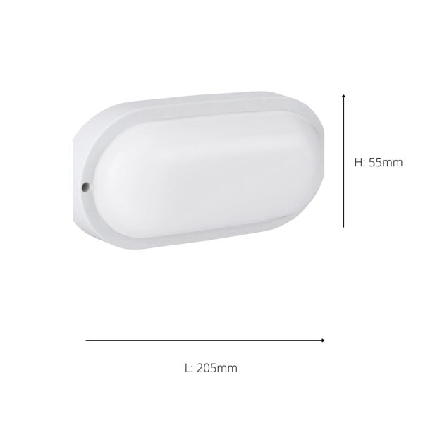 EGLO Basic Boschetto-E Oval White Plastic Eco-Friendly Outdoor Wall/Ceiling Light, (L) 20.5cm