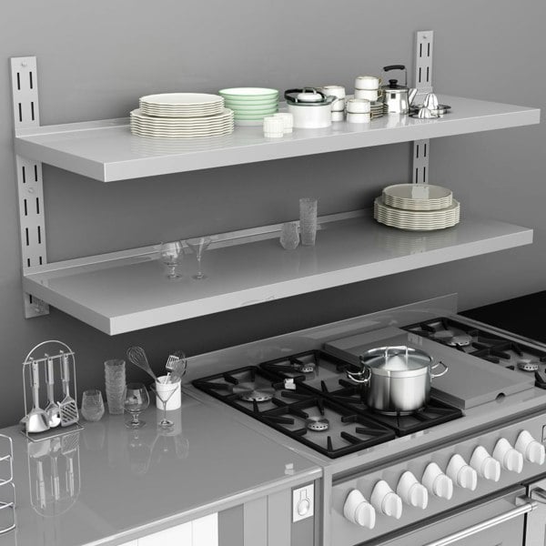Berkfield 2-Tier Floating Wall Shelf Stainless Steel 150x30 cm