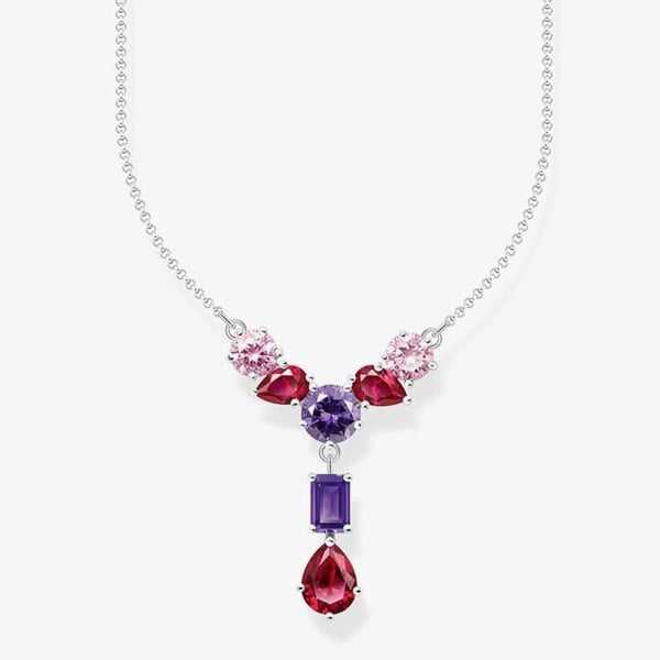 THOMAS SABO Silver Seven Multicoloured Cubic Zirconia Y-Shape Necklace KE2195-477-7-L45V