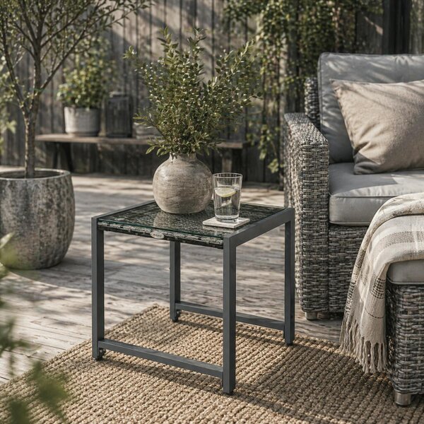 Wyld Haus Visano Rattan Outdoor Side Table With Wicker Finish For Patio