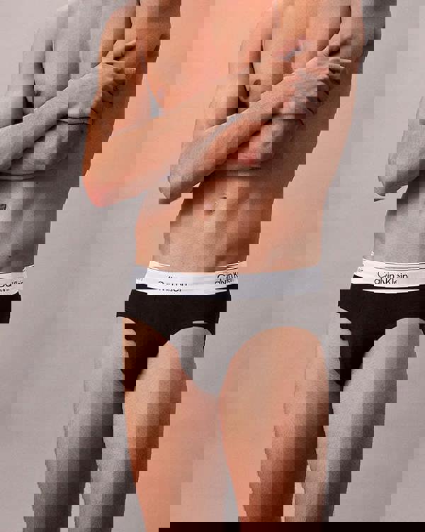 Calvin Klein 3 Pack Icon Cotton Stretch Mens Hip Briefs - Black/Black/Black