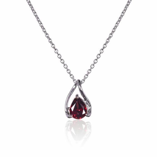 925 Sterling Silver Garnet Gemstone Pendant Necklace - namana.london
