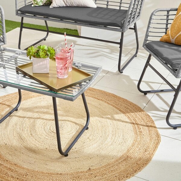 Neo Grey 4 Piece Bamboo Style Table & Chairs Set