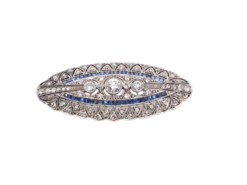 A Fine Sapphire and Diamond Brooch