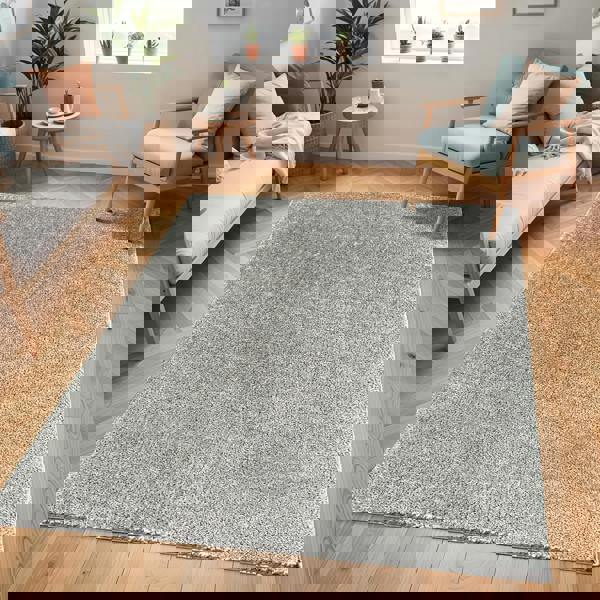 Livabliss Cloudy Shag-Solid Color Dark Grey Plush Soft Pile Rug