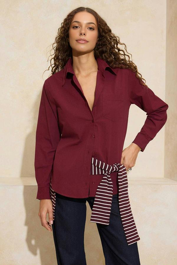 WOVCOR Oversize Shirt with Tie Collar
