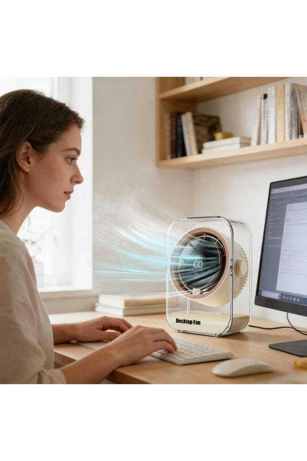 Dyzi Smart Desktop Fan 100 Speed Rechargeable Silent Table Fan
