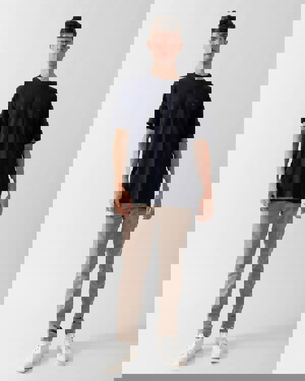 BOSS Green Tee Mens Stretch Cotton T-Shirt with Contrast Logo - Dark Blue 404