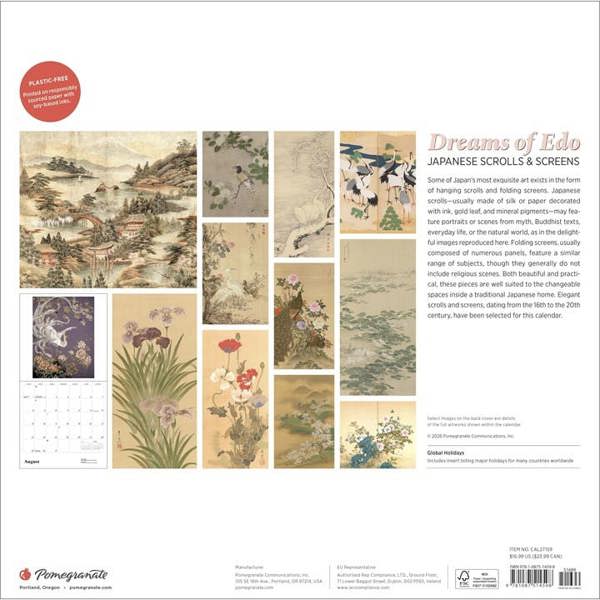 Dreams of Edo, Japanese Scrolls & Screens Calendar 2027, Wall Calendars, Month To View, Art, Gift