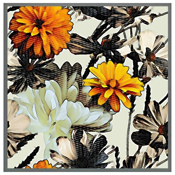 Benjamin Tate Design Orange flower print (picture Frame)