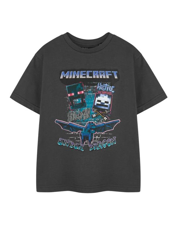 Minecraft Boys Grey Ender Dragon Short Sleeved T-Shirt