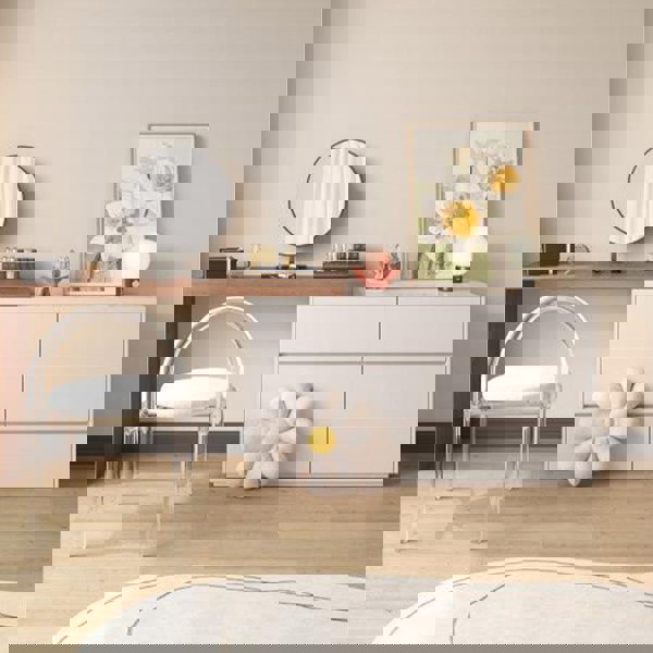 Detail view of Nevada Dressing Table with Sideboard & Stool with 80cm sideboard