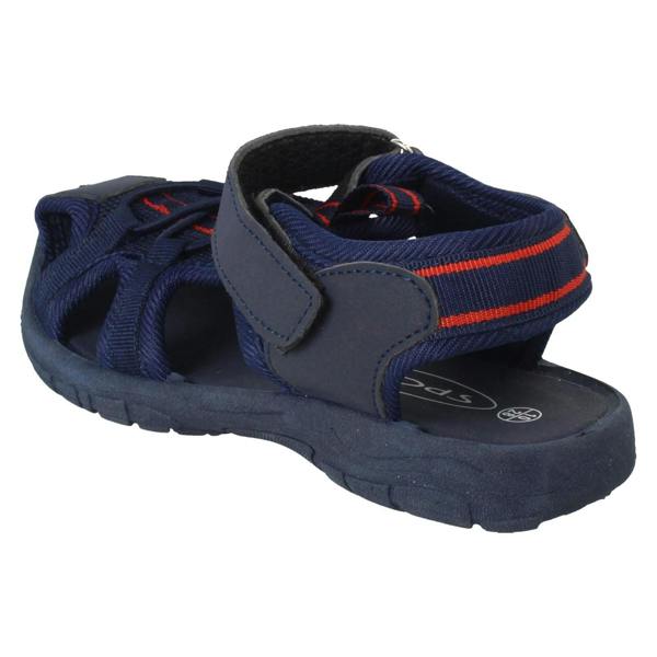 Spot On Boys Spot On Elastic Lace Hook and Loop Strap Casual Sandals N0074