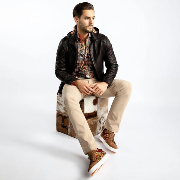 The Vintage Rider Leather Hoodie - Premium Men's Patterned Shirt by Claudio Lugli | Bold Design, Tailored Fit, Best Printed Shirts