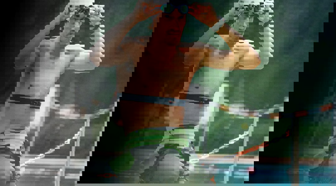 Swimmer wearing a Polar H10 Heart Rate Monitor 