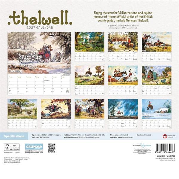 Thelwell Calendar 2027, Wall Calendars, Month To View, Humour, Gift