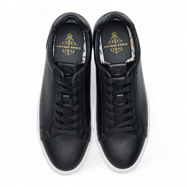 Antique Rogue Men’s Black Leather Trainer Sneaker Shoes - Gibbs