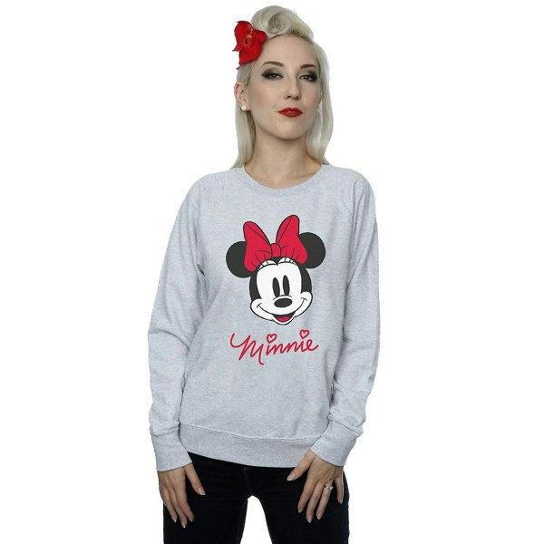 Disney Womens Minnie Mouse Face Heather Sweatshirt - Heather Grey