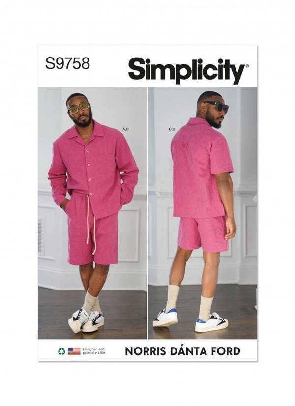 Simplicity Sewing Pattern 9758, Shirts, Shorts for Men, AA (34-36-38-40-42) - Intermediate
