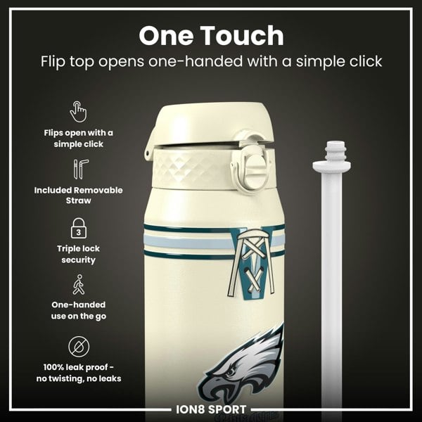 ION8 NFL x ION8 Insulated Steel Water Bottle, NFL Eagles, 750ml (24oz)