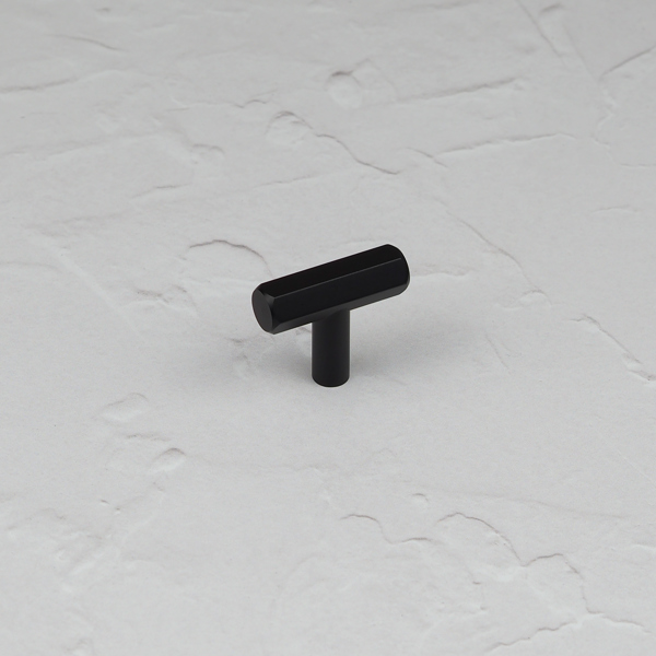 Handle & Home Matt Black Hexagon T-Bar Handles and Coordinatig Knob - 40mm Knob