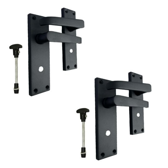 EDH Door Hardware Victorian Straight Matt Black Bathroom Interior Door Handles+Bathroom SASH Lock2