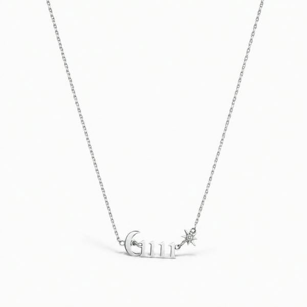 Luxe Tones Angel Luxe White Gold Plated 1111 Manifest Necklace