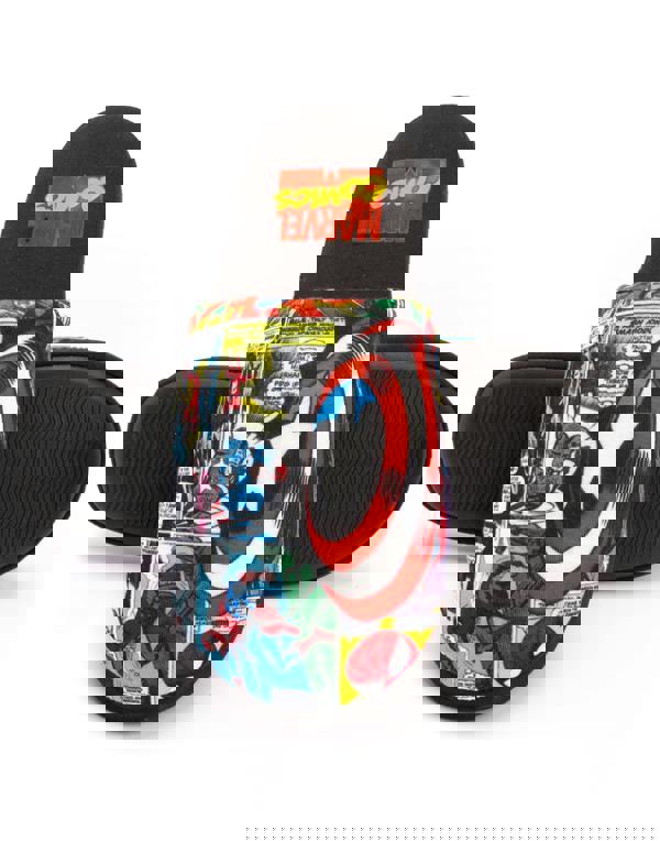 Marvel Mens Black Character All-Over Print Mule Slippers