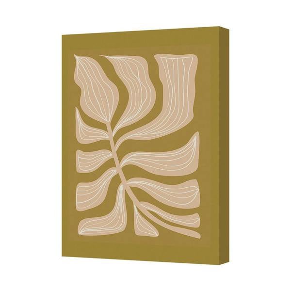 Benjamin Tate Design Olive Green Botanical Leaves Canvas Wall Art Abstract Plant Print