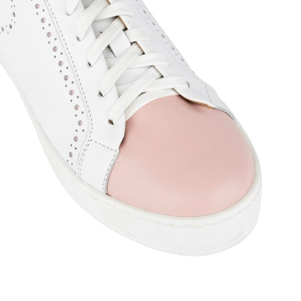 Embassy London Serena - Pink & White - Women’s Leather Trainer with Brogue Details