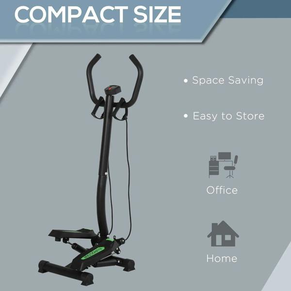 Compact twister stepper step machine with handlebar and black frame