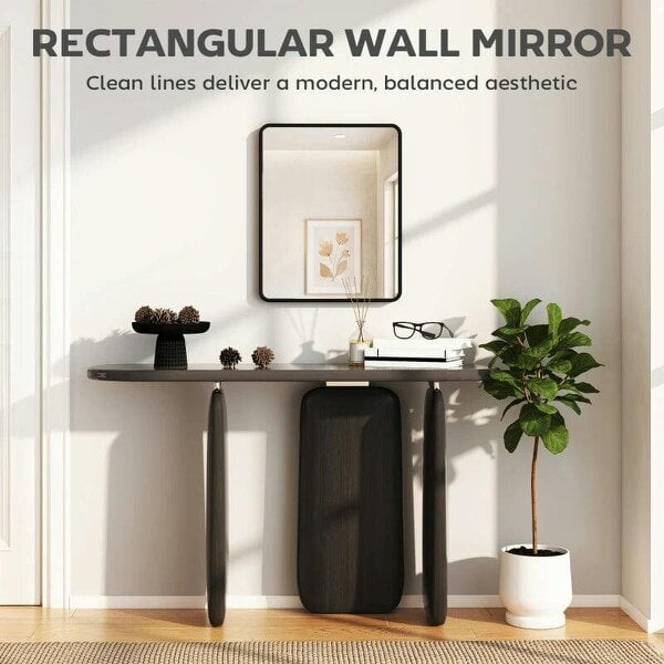 Bobobiy Rectangular Wall Mirror with HD Glass - Black