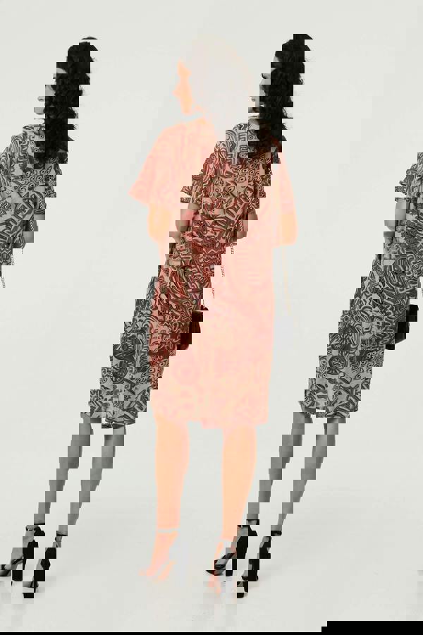 Brown | Abstract Short Sleeve Short Dress