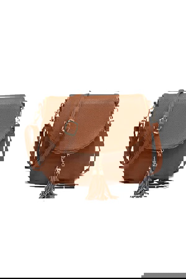 Pluspup Tassel Flap Shoulder Bag with Adjustable Strap and Inner Pocket