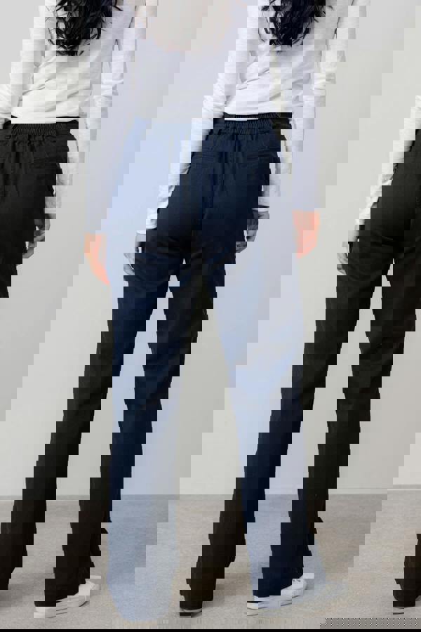 Lily & Me Dockside Stretch Twill Wide Leg Trousers Navy