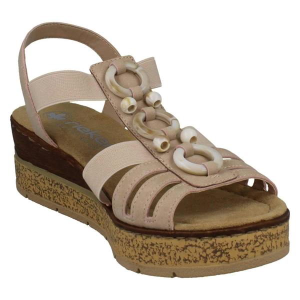 Rieker Ladies Rieker Beaded Wedge Sandals 63778