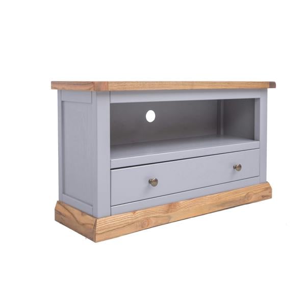 Biccari Grey 1 Drawer TV Cabinet Brass Knob