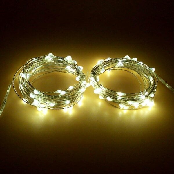 Shatchi 4m 40 LED Fairy String Lights, Silver Copper Wire, Warm White, Battery Operated, Waterproof, 2 Pack
