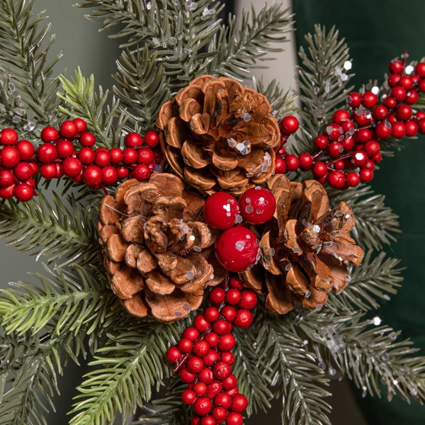 Samuel Alexander 33cm Christmas Tree Topper with Pinecones, Red Berries and Frosted Seasonal Foliage