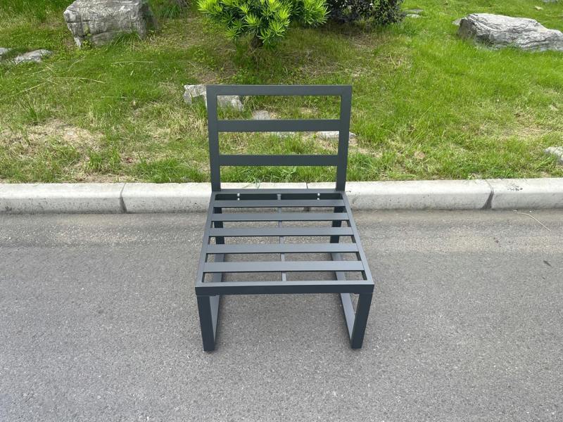 Fimous Aluminum Outdoor Garden Furniture Armless Sofa Chair With Seat And Back Cushion Dark Grey