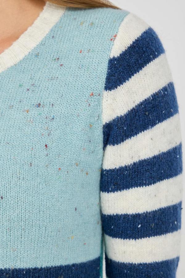 Mudflower Colour Block Stripe Speckled Knit Jumper