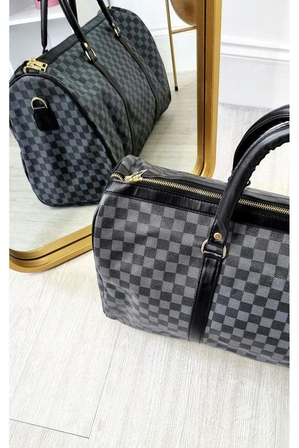 ikrush Indigo Checked Print Overnight Bag