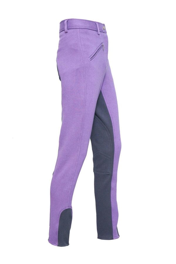 eQuitack Women's Stretchy Self Seat Horse Riding Jodhpurs Purple/Black