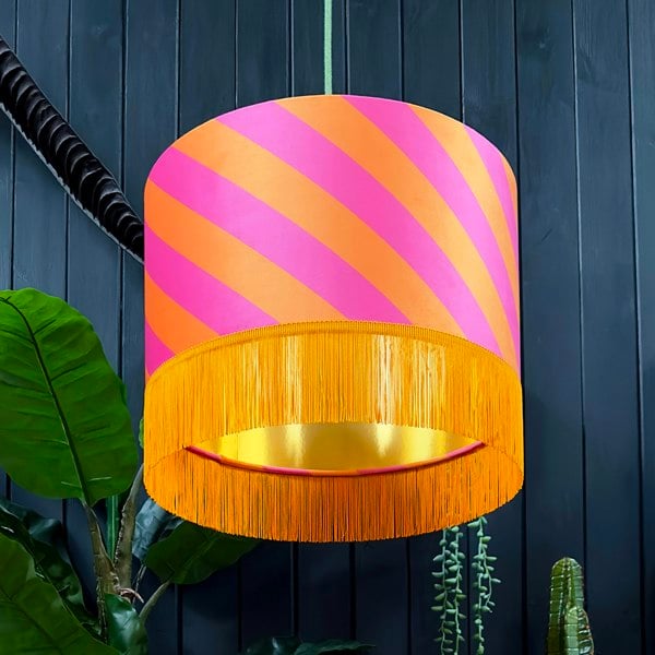 love frankie Tutti Frutti Helter Skelter Velvet Lampshades With Gold Foil Lining and Fringing