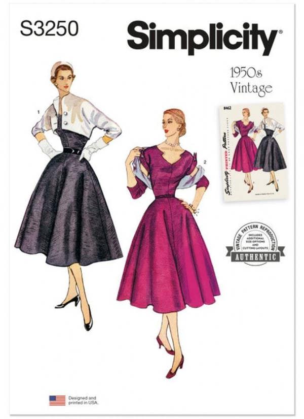 Simplicity Sewing Pattern 3250, Dresses, Jackets, Vintage Style for Women, N5 (10-12-14-16-18) - Intermediate