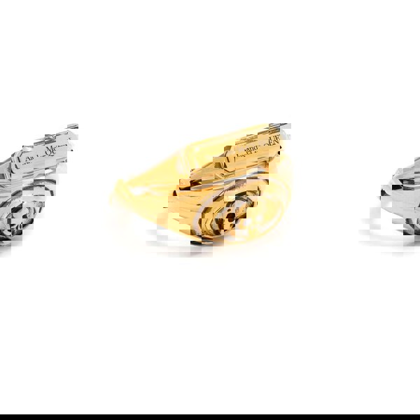 Alexander McQueen hinged double signet ring in a gold tone finish